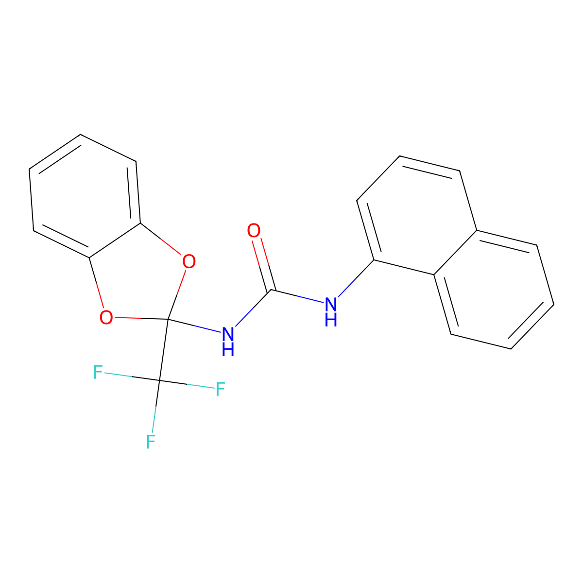 1-(naphthalen-1-yl)-3-[2-(trifluoromethyl)-2H-1,3-benzodioxol-2-yl]urea molecular structure, CAS 534561-59-6