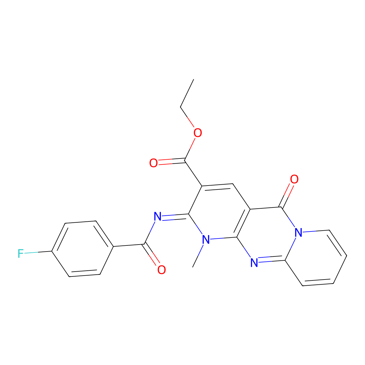 (Z)-ethyl 2-((4-fluorobenzoyl)imino)-1-methyl-5-oxo-2,5-dihydro-1H-dipyrido[1,2-a:2',3'-d]pyrimidine-3-carboxylate molecular structure, CAS 534565-46-3