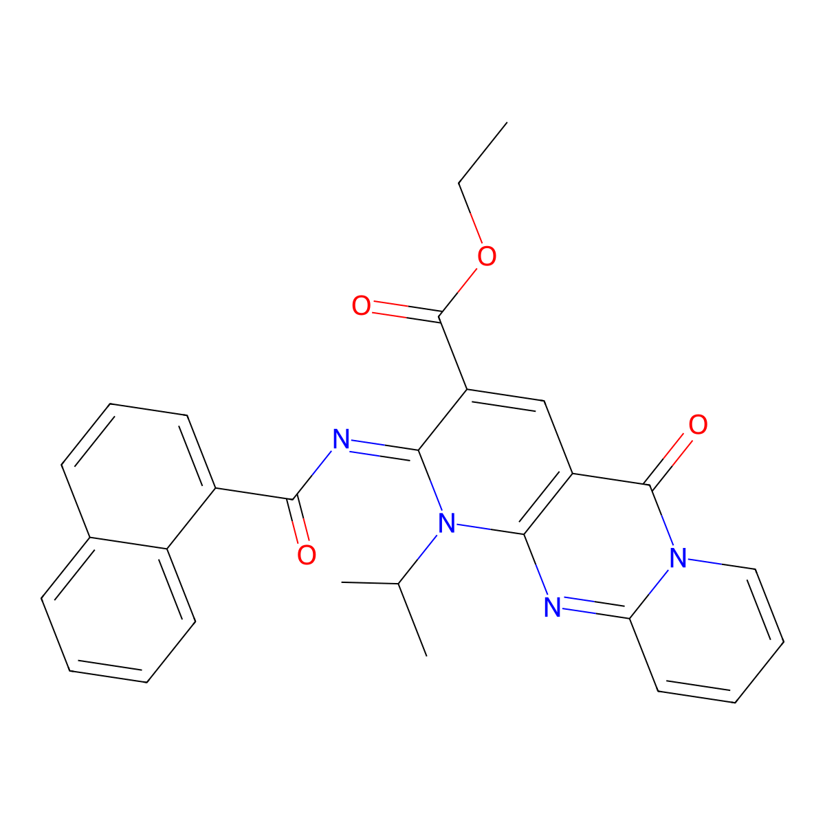 (Z)-ethyl 2-((1-naphthoyl)imino)-1-isopropyl-5-oxo-2,5-dihydro-1H-dipyrido[1,2-a:2',3'-d]pyrimidine-3-carboxylate molecular structure, CAS 534567-19-6