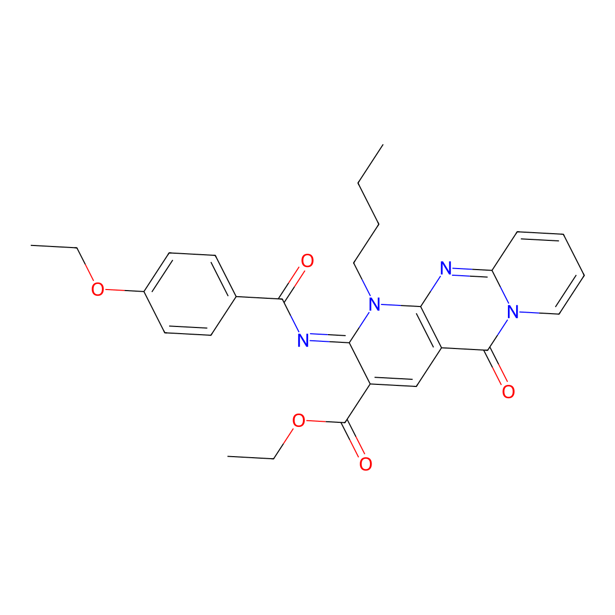 (Z)-ethyl 1-butyl-2-((4-ethoxybenzoyl)imino)-5-oxo-2,5-dihydro-1H-dipyrido[1,2-a:2',3'-d]pyrimidine-3-carboxylate molecular structure, CAS 534567-61-8