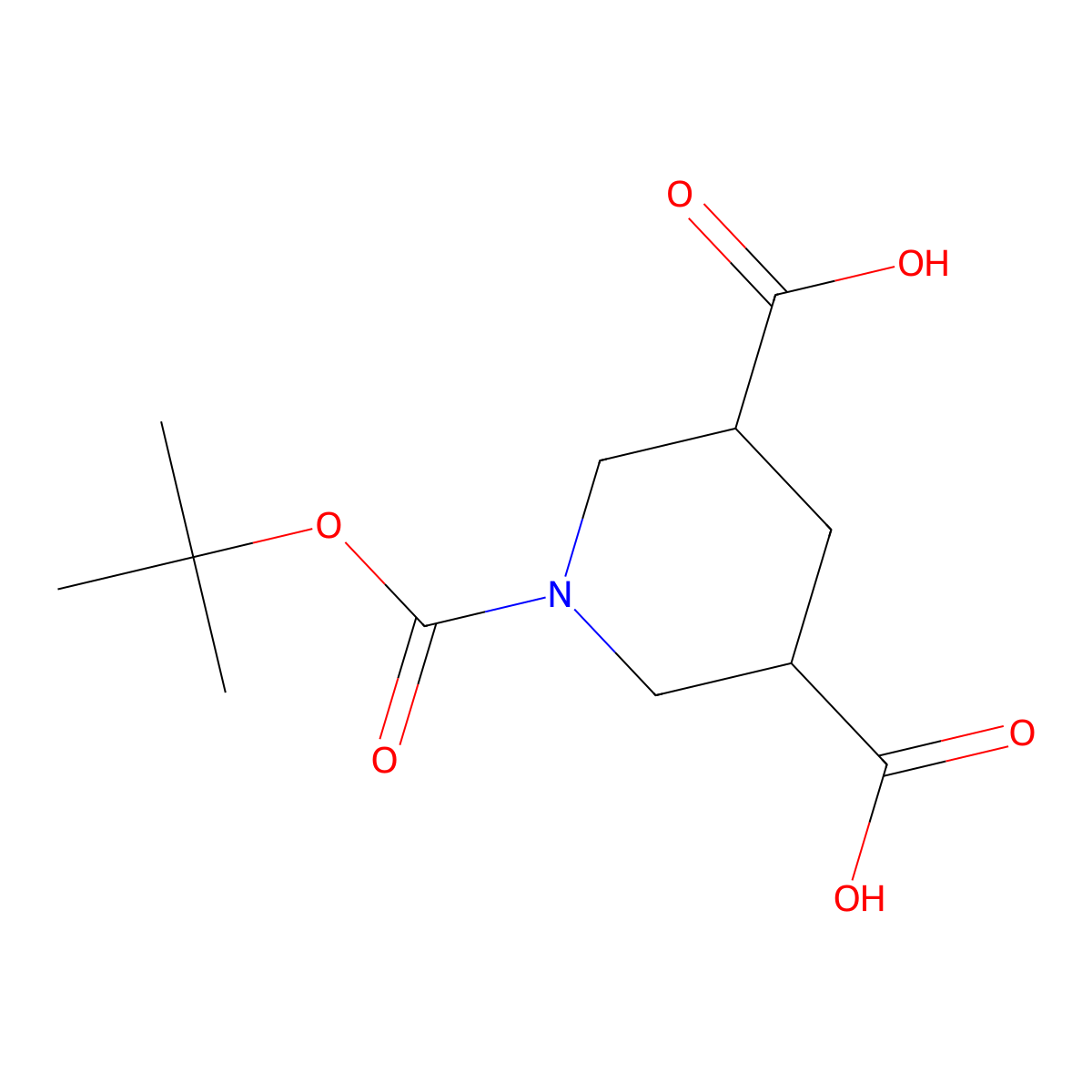 (3R,5S)-1-(tert-butoxycarbonyl)piperidine-3,5-dicarboxylic acid molecular structure, CAS 534572-17-3