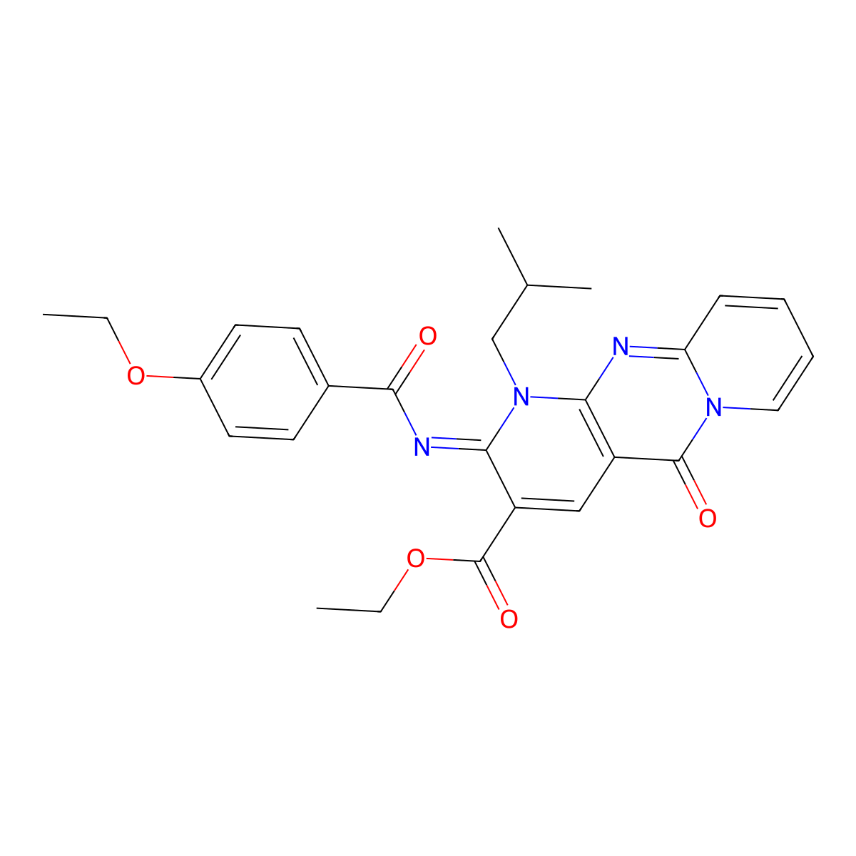 (Z)-ethyl 2-((4-ethoxybenzoyl)imino)-1-isobutyl-5-oxo-2,5-dihydro-1H-dipyrido[1,2-a:2',3'-d]pyrimidine-3-carboxylate molecular structure, CAS 534577-25-8