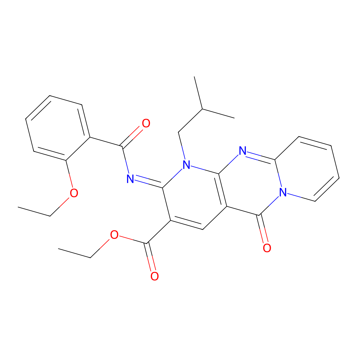 (Z)-ethyl 2-((2-ethoxybenzoyl)imino)-1-isobutyl-5-oxo-2,5-dihydro-1H-dipyrido[1,2-a:2',3'-d]pyrimidine-3-carboxylate molecular structure, CAS 534577-38-3