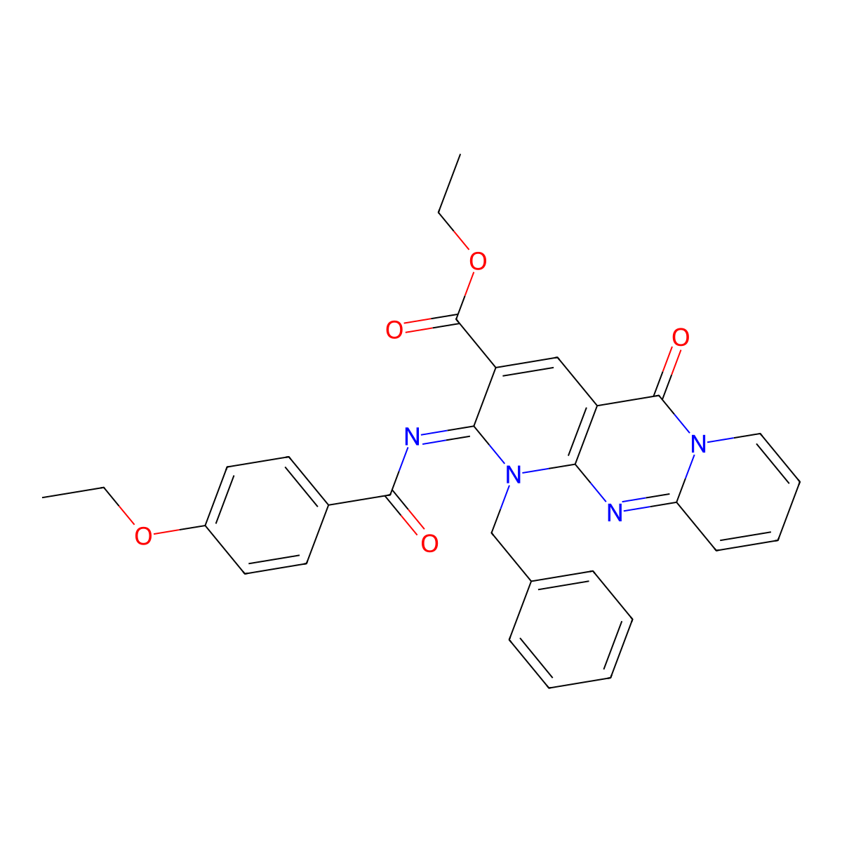 (Z)-ethyl 1-benzyl-2-((4-ethoxybenzoyl)imino)-5-oxo-2,5-dihydro-1H-dipyrido[1,2-a:2',3'-d]pyrimidine-3-carboxylate molecular structure, CAS 534581-37-8