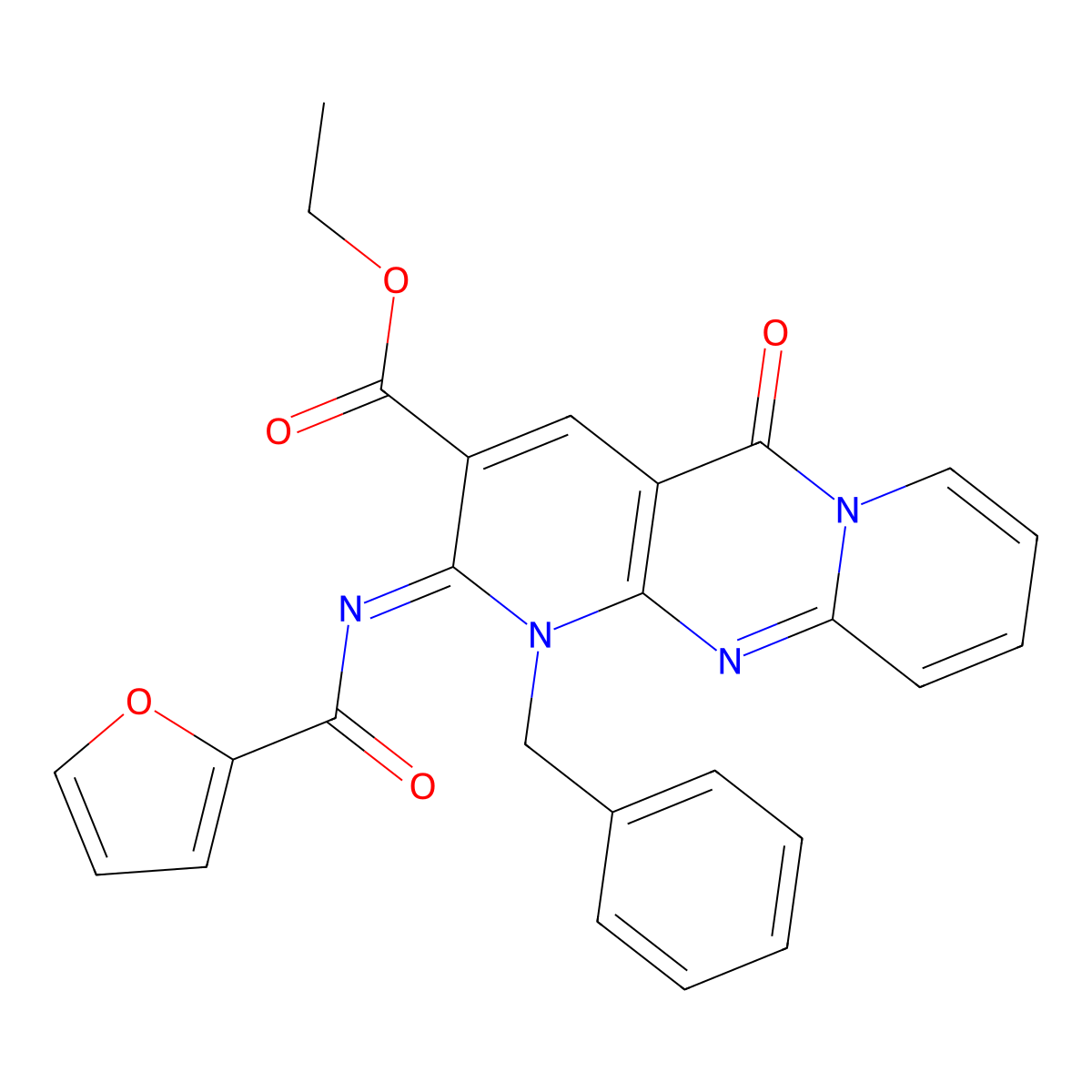 (Z)-ethyl 1-benzyl-2-((furan-2-carbonyl)imino)-5-oxo-2,5-dihydro-1H-dipyrido[1,2-a:2',3'-d]pyrimidine-3-carboxylate molecular structure, CAS 534581-69-6
