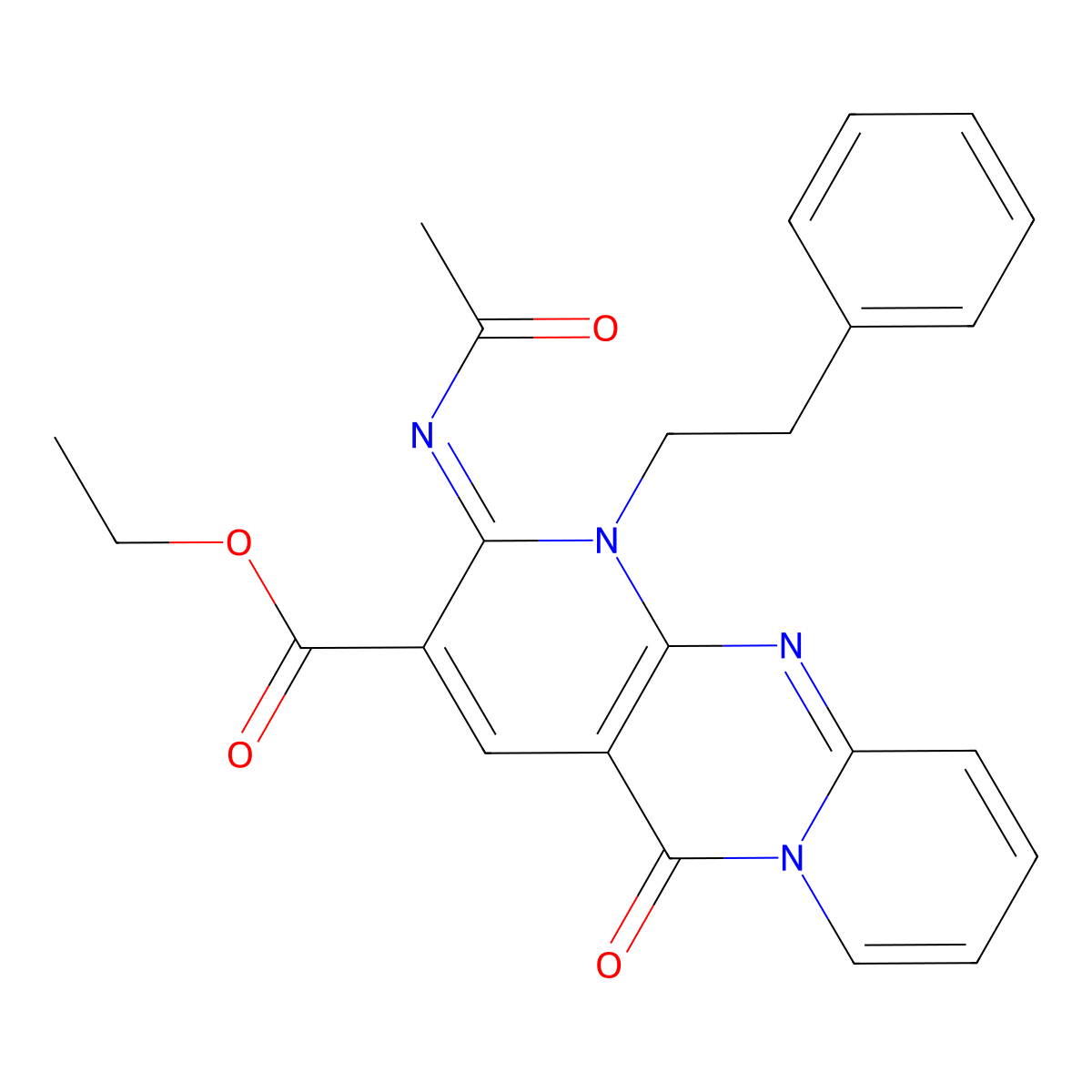 (Z)-ethyl 2-(acetylimino)-5-oxo-1-phenethyl-2,5-dihydro-1H-dipyrido[1,2-a:2',3'-d]pyrimidine-3-carboxylate molecular structure, CAS 534584-06-0
