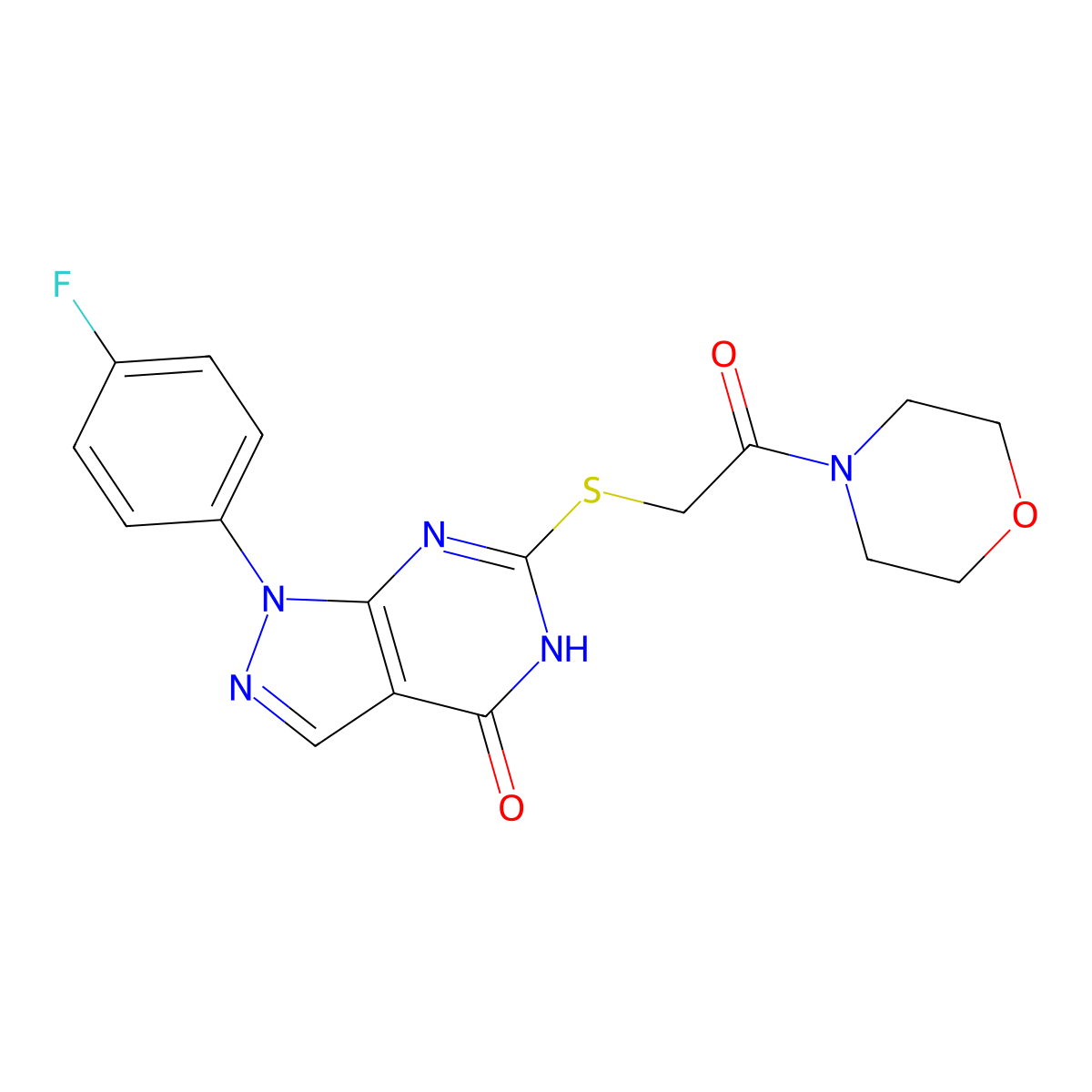1-(4-fluorophenyl)-6-((2-morpholino-2-oxoethyl)thio)-1H-pyrazolo[3,4-d]pyrimidin-4(5H)-one molecular structure, CAS 534591-83-8