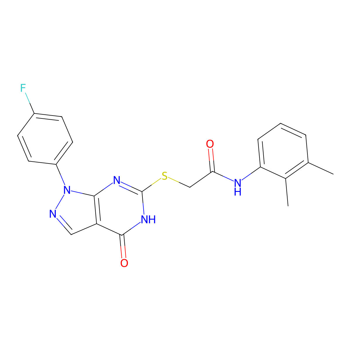 N-(2,3-dimethylphenyl)-2-((1-(4-fluorophenyl)-4-oxo-4,5-dihydro-1H-pyrazolo[3,4-d]pyrimidin-6-yl)thio)acetamide molecular structure, CAS 534592-94-4