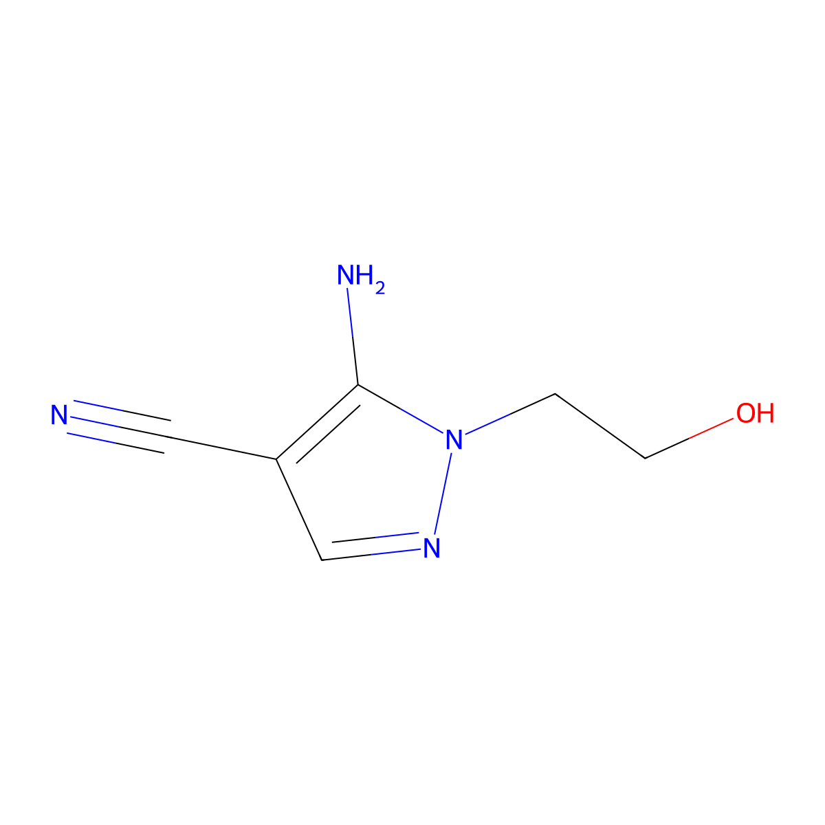 5-amino-1-(2-hydroxyethyl)-1H-pyrazole-4-carbonitrile molecular structure, CAS 5346-53-2