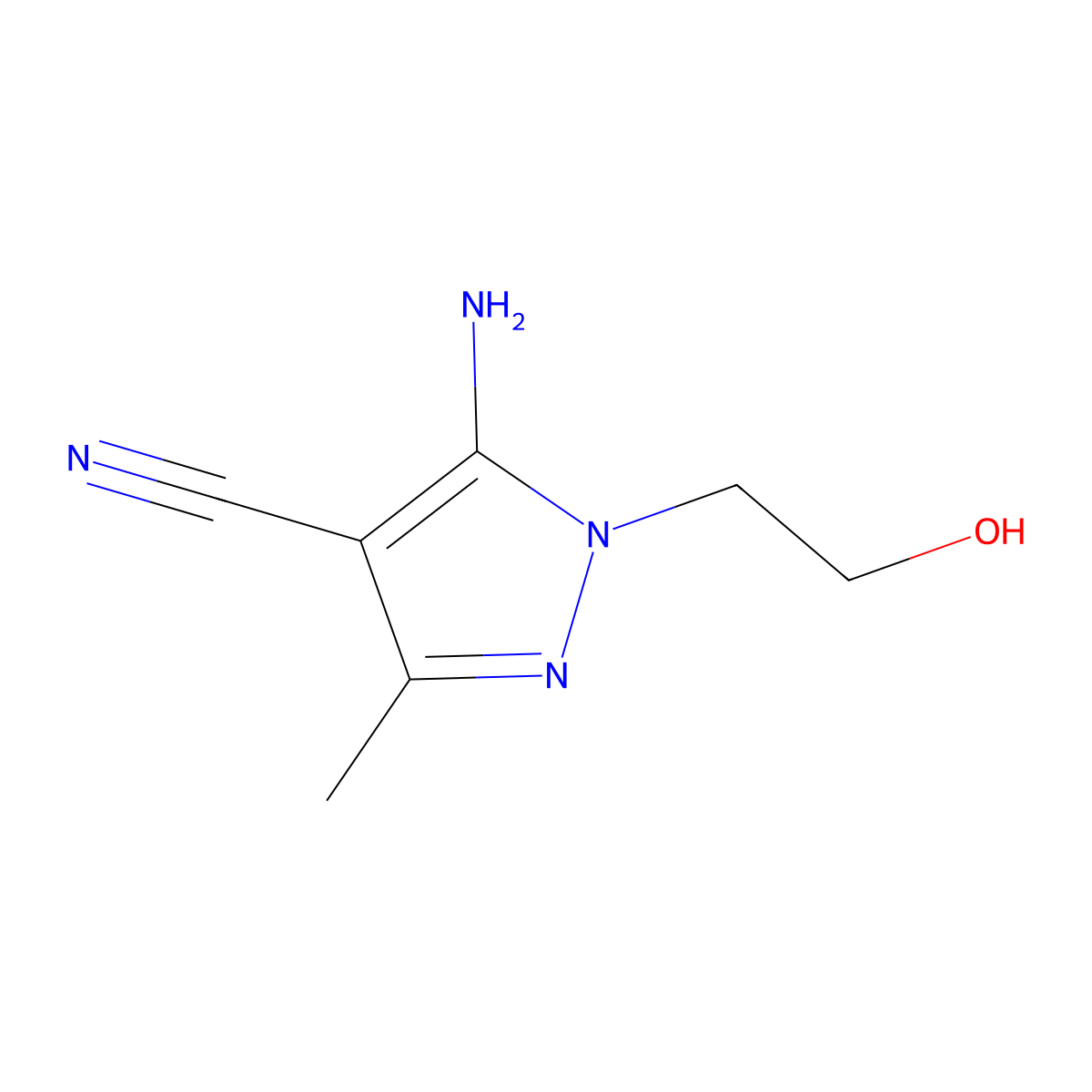 5-Amino-1-(2-hydroxyethyl)-3-methyl-1H-pyrazole-4-carbonitrile molecular structure, CAS 5346-61-2