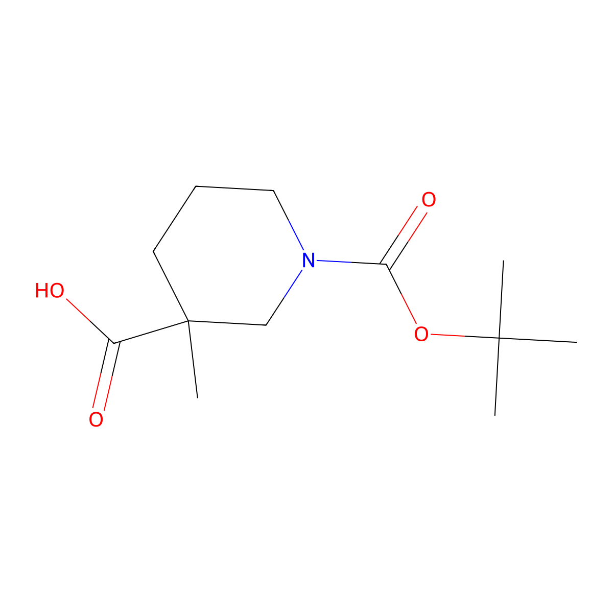1-((Tert-butoxy)carbonyl)-3-methylpiperidine-3-carboxylic acid molecular structure, CAS 534602-47-6