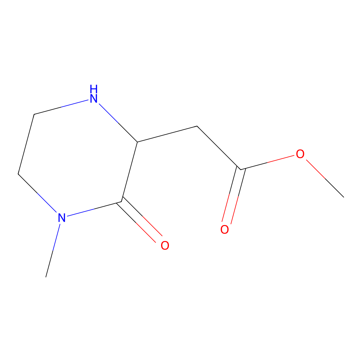 Methyl 2-(4-methyl-3-oxopiperazin-2-yl)acetate molecular structure, CAS 534603-21-9