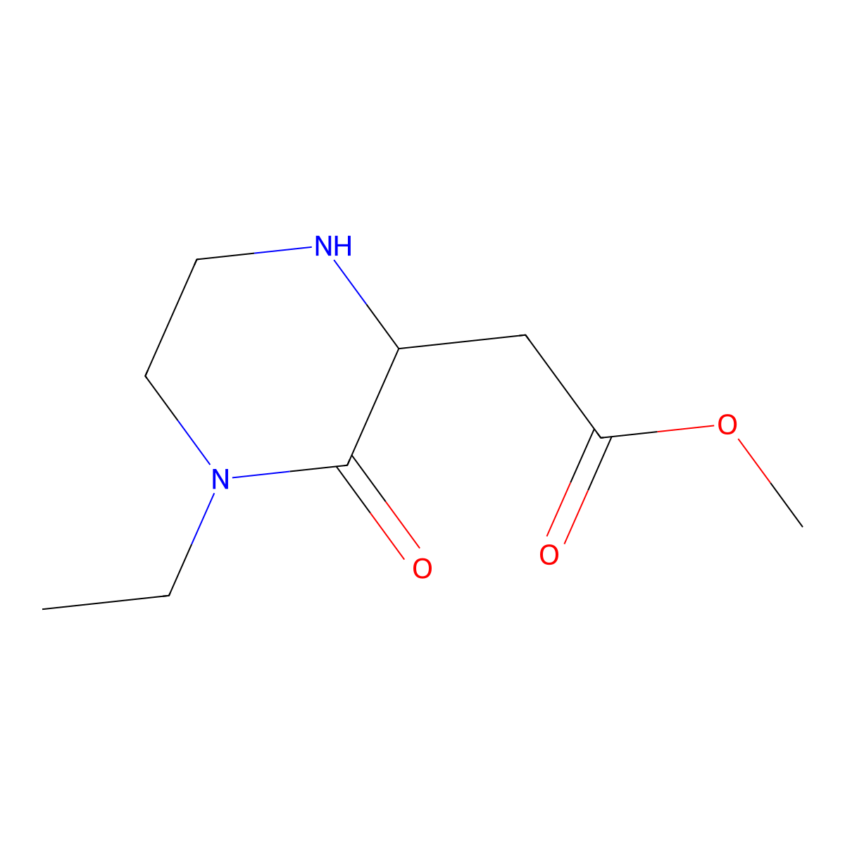 Methyl 2-(4-ethyl-3-oxo-2-piperazinyl)acetate molecular structure, CAS 534603-22-0