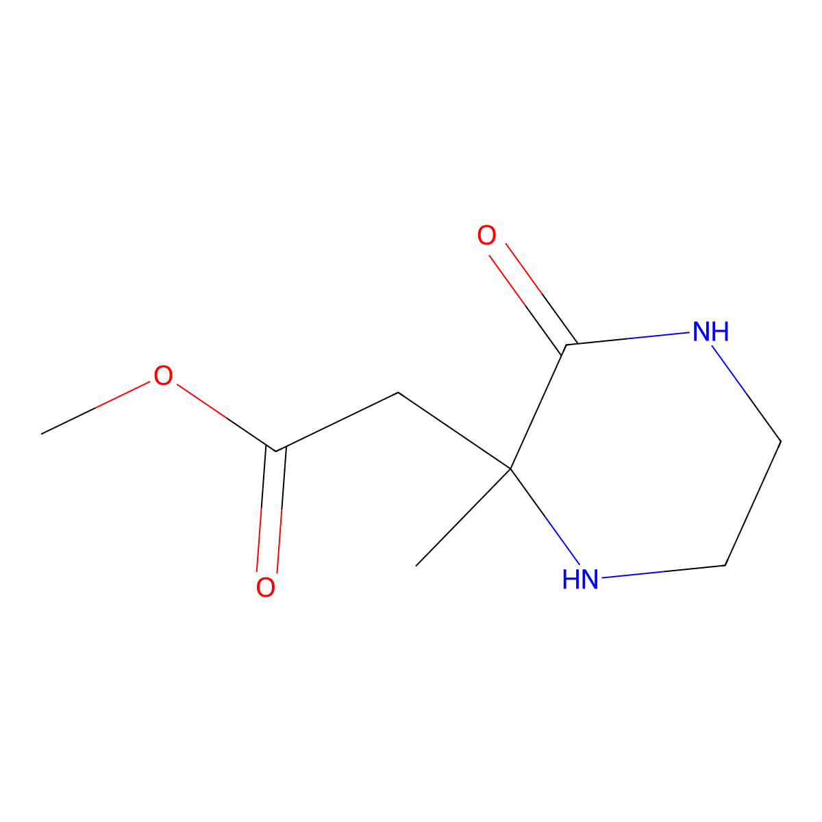 Methyl 2-(2-methyl-3-oxopiperazin-2-yl)acetate molecular structure, CAS 534603-48-0