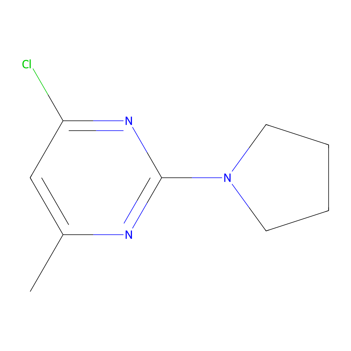 4-Chloro-6-methyl-2-(pyrrolidin-1-yl)pyrimidine molecular structure, CAS 53461-40-8