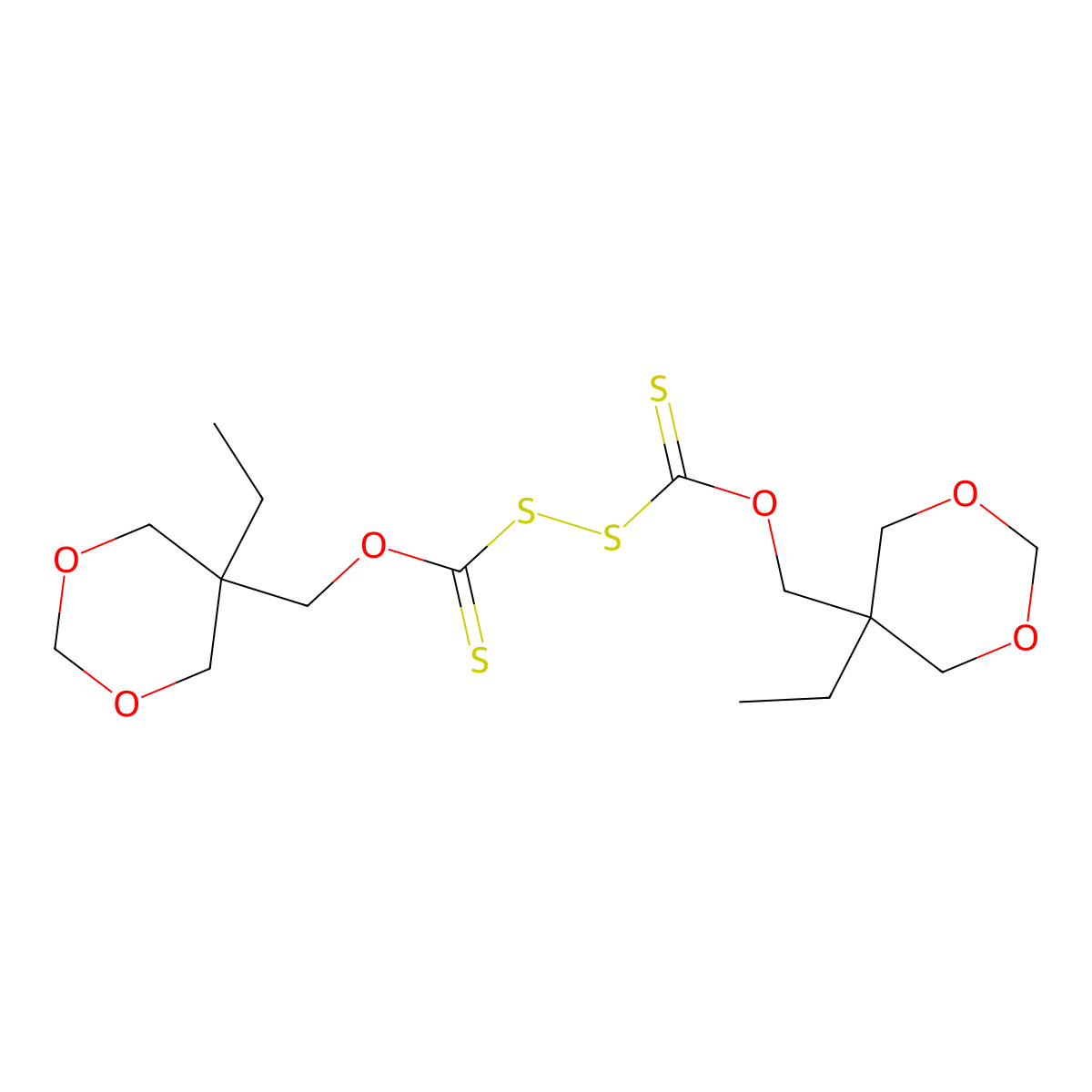 Bis((5-ethyl-1,3-dioxan-5-yl)methyl) thioperoxydicarbonate molecular structure, CAS 53461-86-2