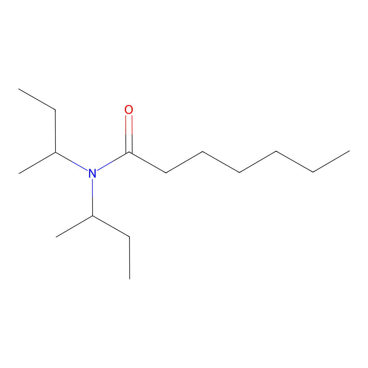 N,N-di(butan-2-yl)heptanamide molecular structure, CAS 53463-20-0