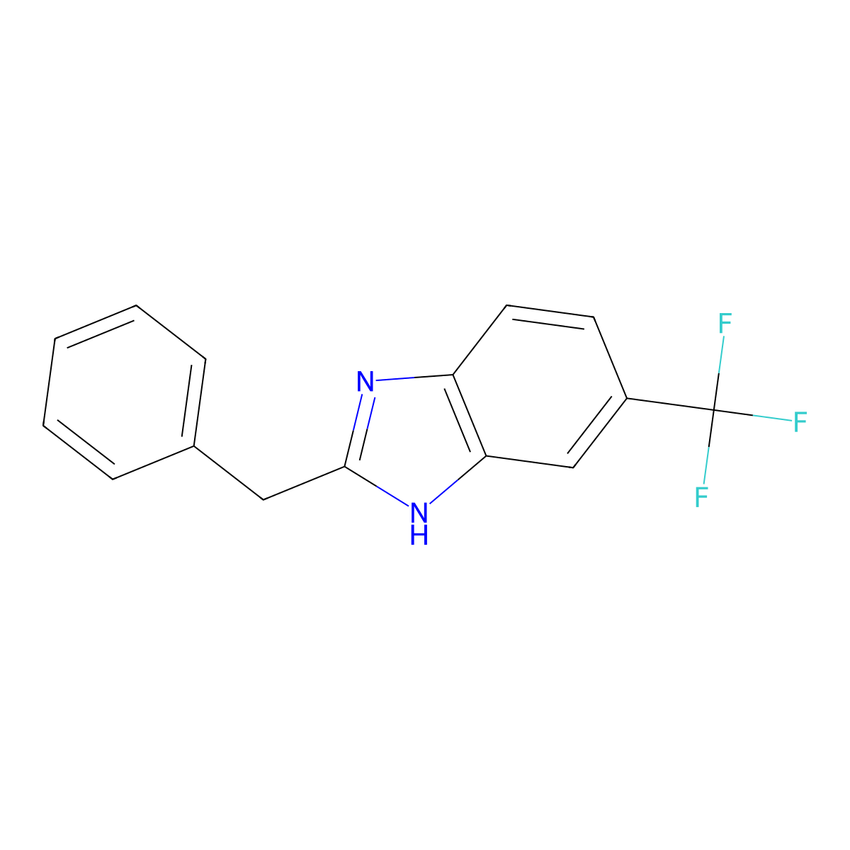 1H-Benzimidazole, 2-(phenylmethyl)-5-(trifluoromethyl)- molecular structure, CAS 53464-40-7