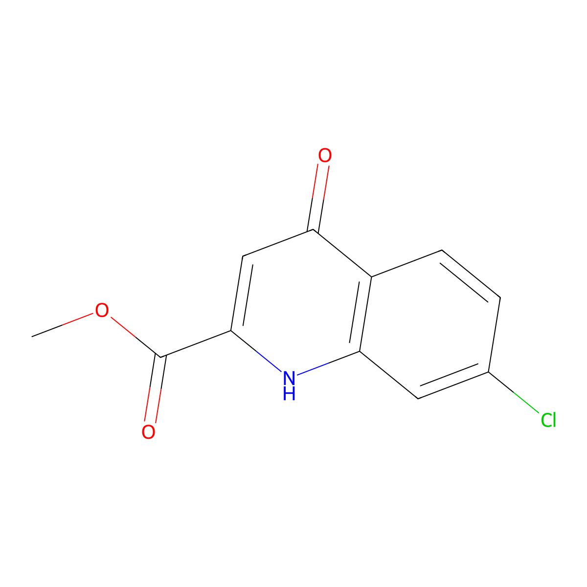 Methyl 7-chloro-4-hydroxyquinoline-2-carboxylate molecular structure, CAS 5347-19-3