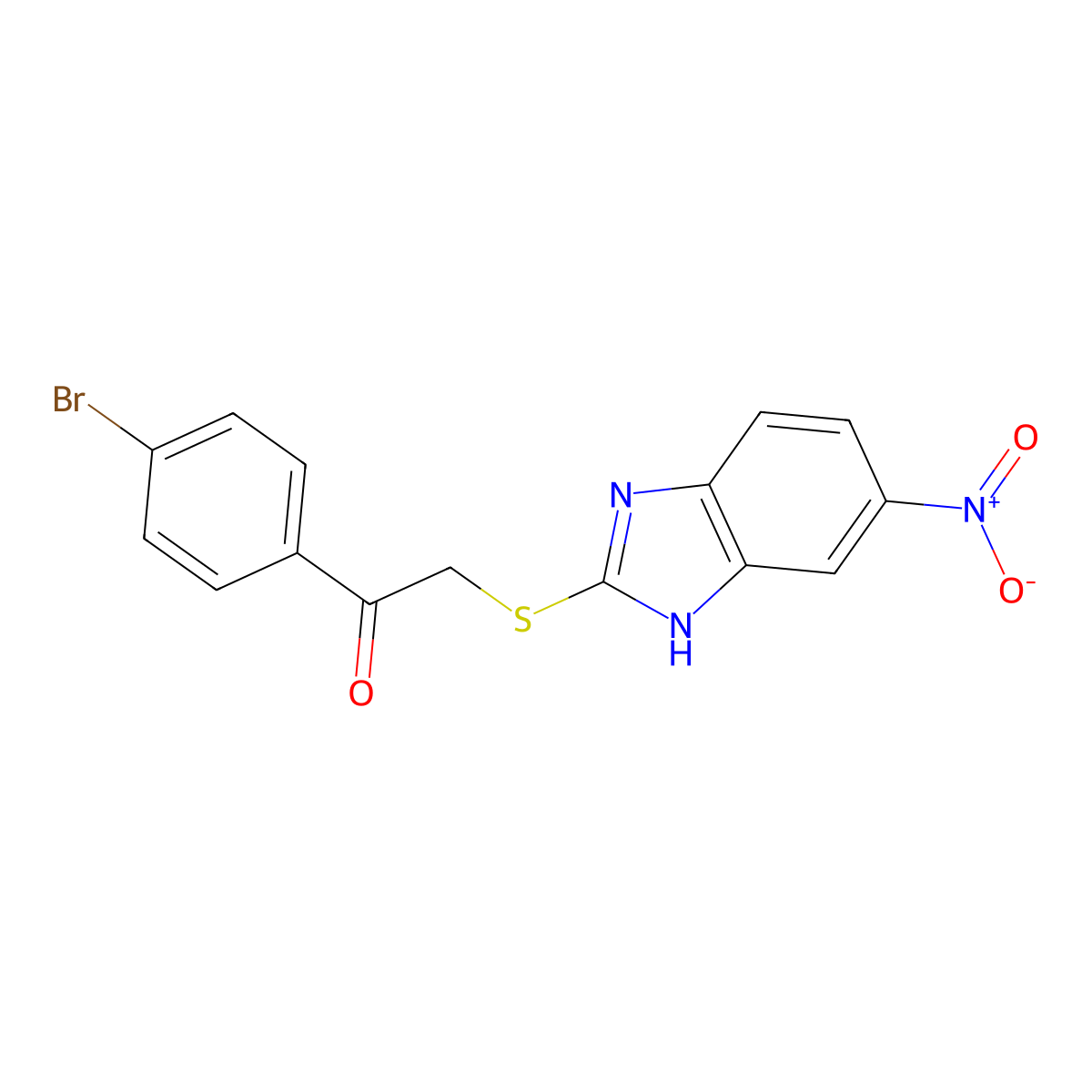 1-(4-Bromophenyl)-2-[(6-nitro-1H-benzimidazol-2-yl)sulfanyl]ethan-1-one molecular structure, CAS 5347-50-2