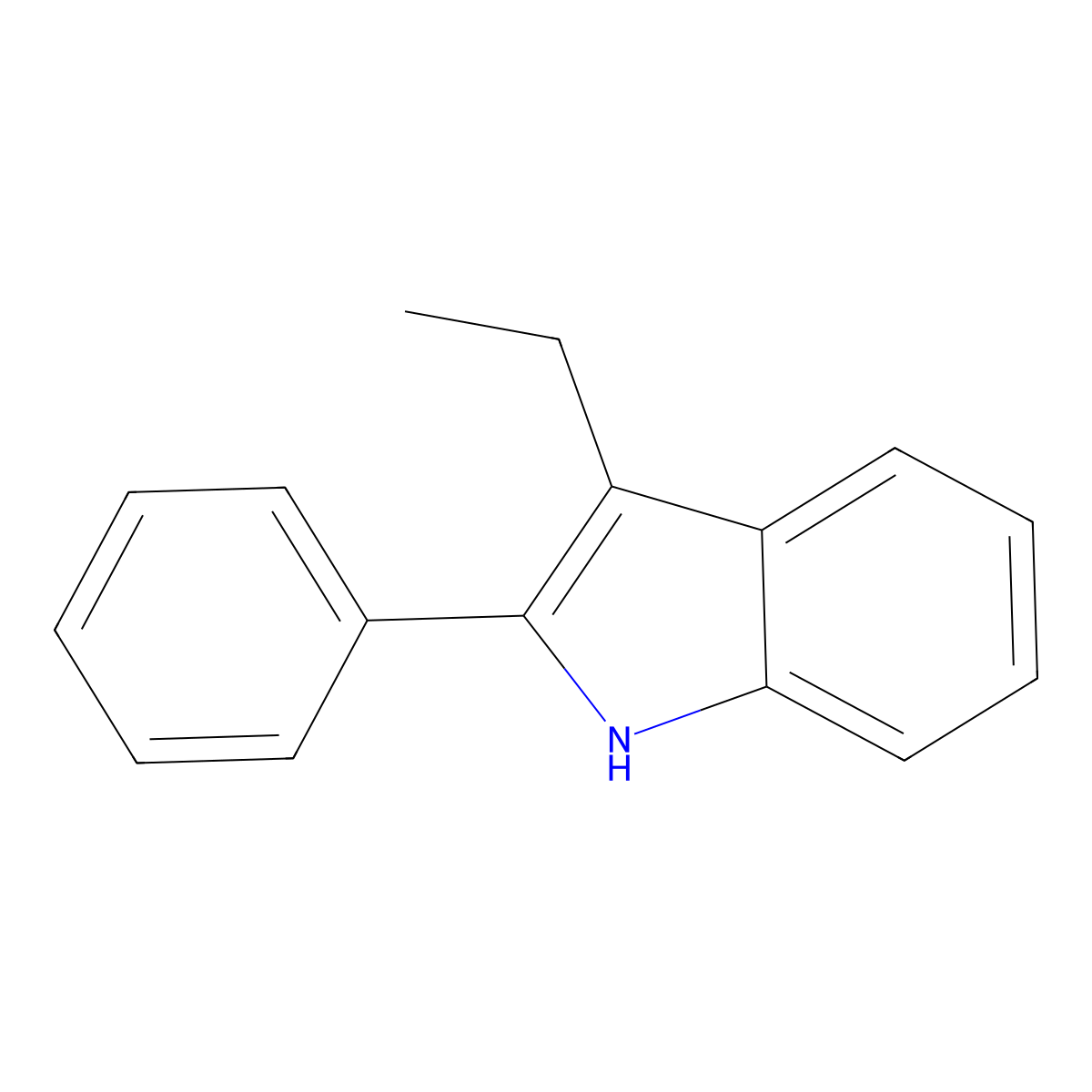 1H-Indole, 3-ethyl-2-phenyl- molecular structure, CAS 53475-25-5