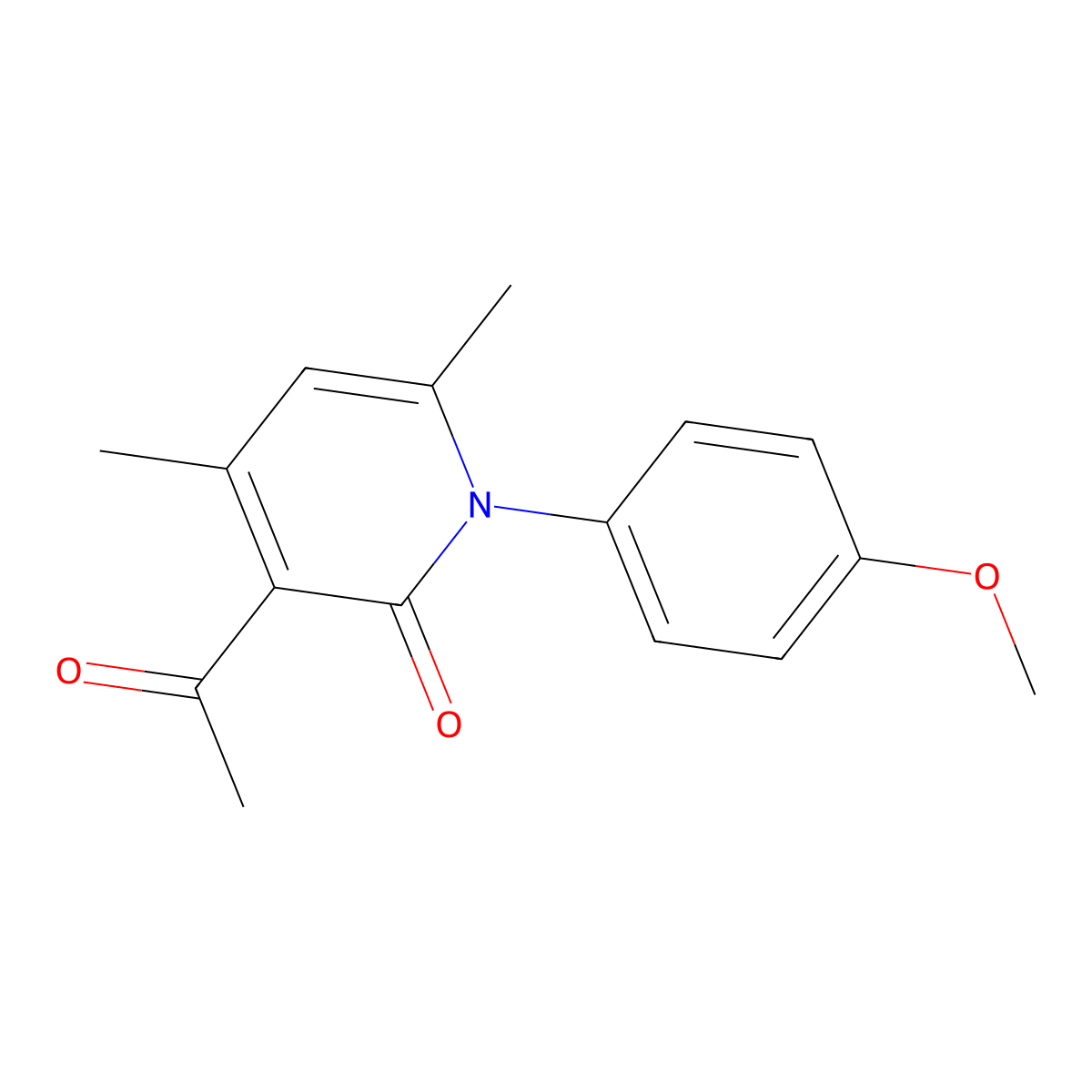 3-acetyl-1-(4-methoxyphenyl)-4,6-dimethylpyridin-2(1H)-one molecular structure, CAS 53475-43-7