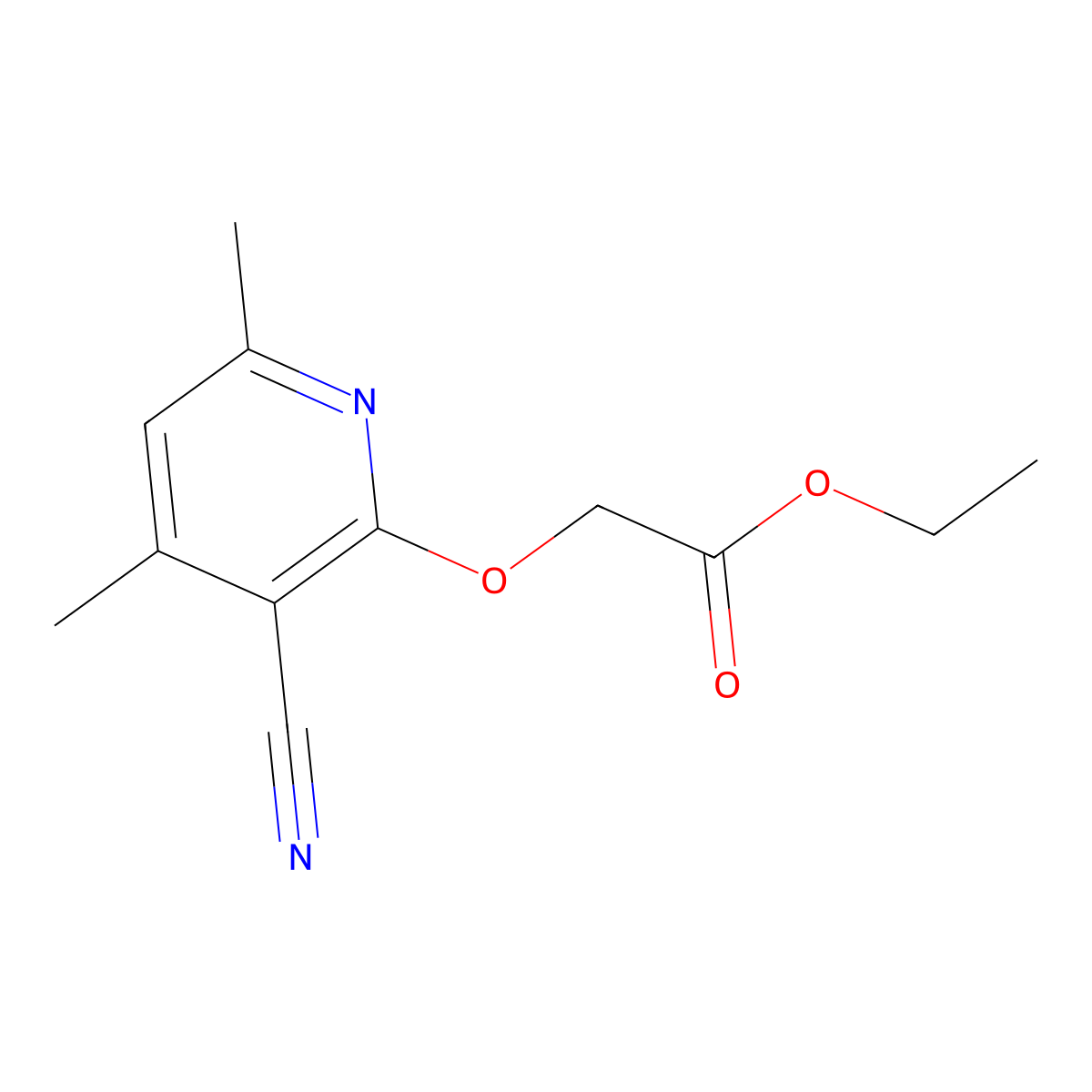 Ethyl 2-((3-cyano-4,6-dimethyl-2-pyridinyl)oxy)acetate molecular structure, CAS 53475-54-0