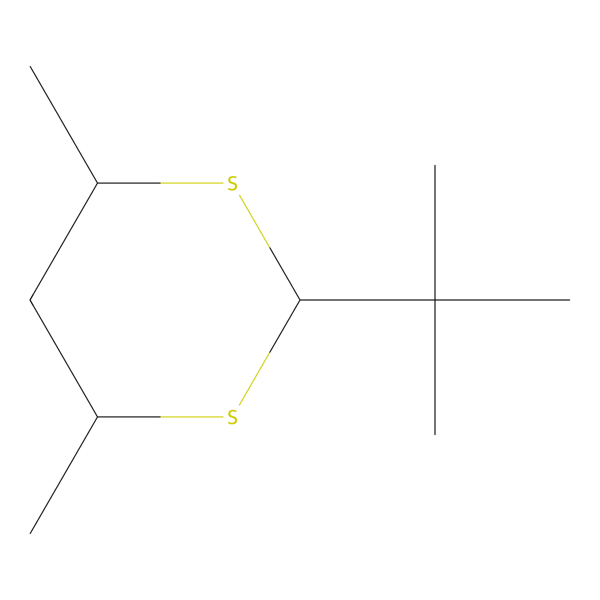 2-Tert-butyl-4,6-dimethyl-1,3-dithiane molecular structure, CAS 53477-35-3