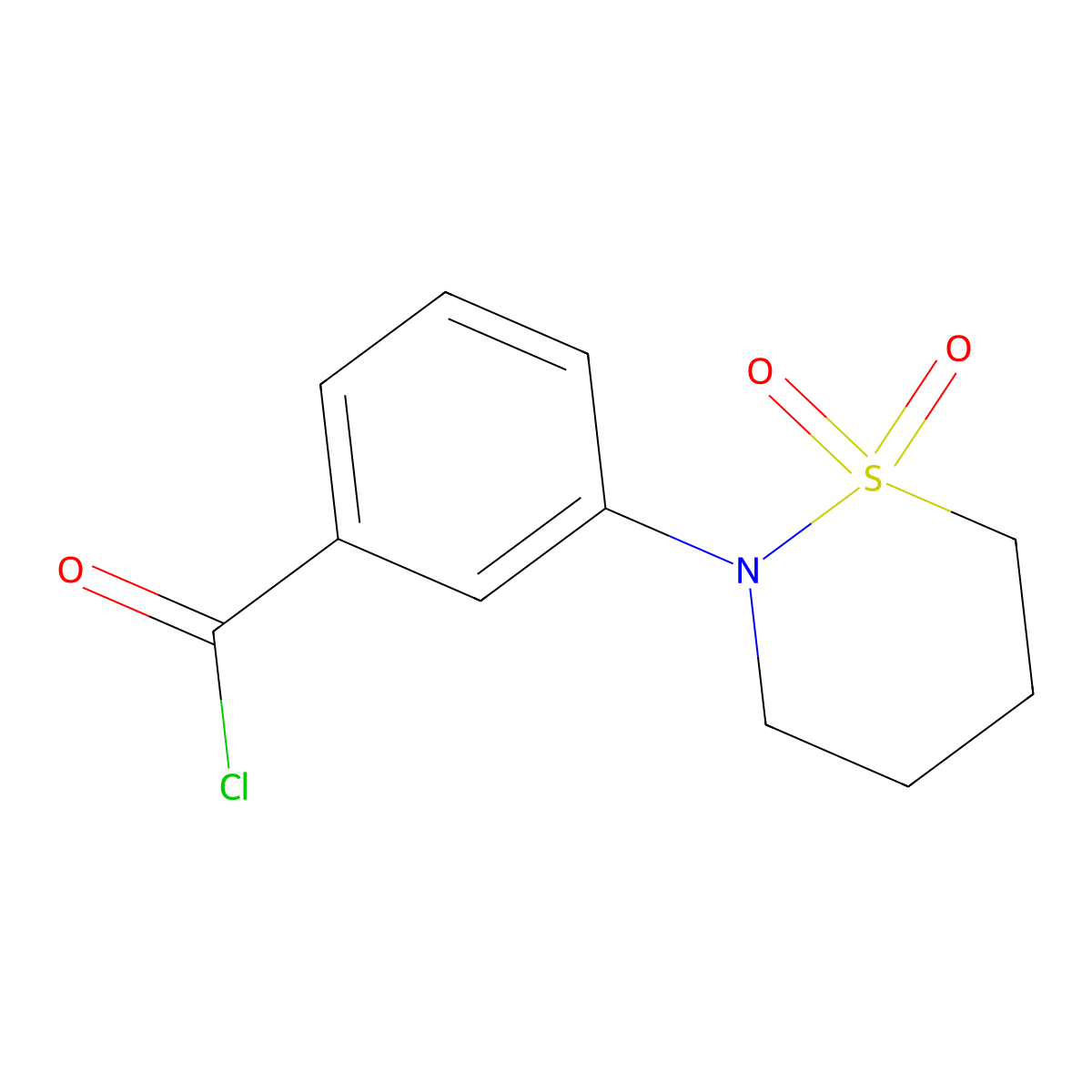 3-(1,1-Dioxo-1lambda~6~,2-thiazinan-2-yl)benzoyl chloride molecular structure, CAS 53478-78-7