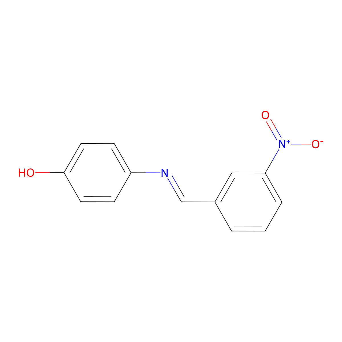 Phenol, p-((m-nitrobenzylidene)amino)- molecular structure, CAS 5348-27-6