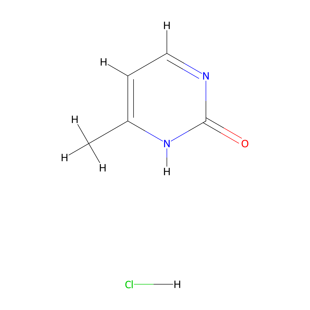 2(1H)-Pyrimidinone, 6-methyl-, hydrochloride (1:1) molecular structure, CAS 5348-51-6