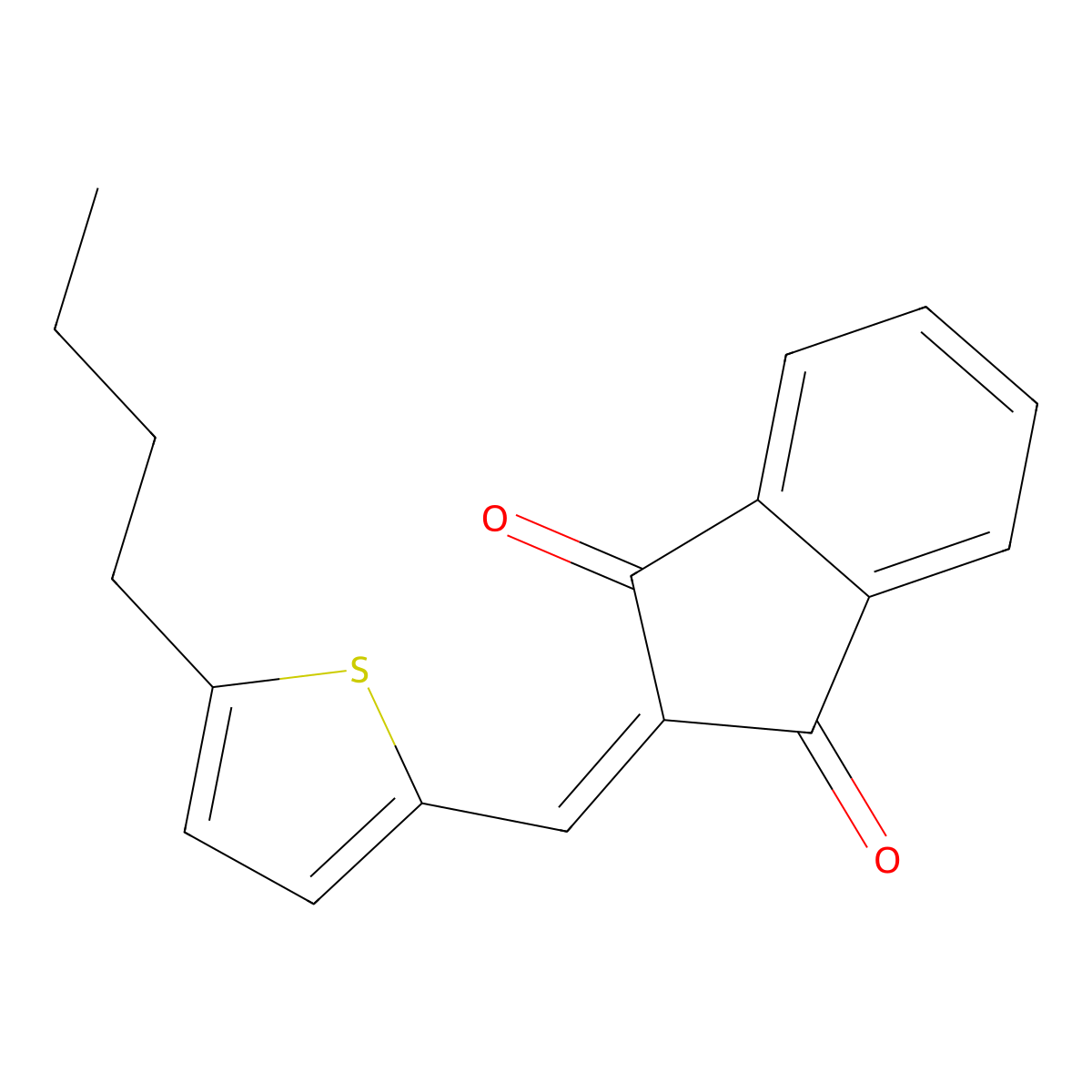 2-[(5-Butylthiophen-2-yl)methylidene]indene-1,3-dione molecular structure, CAS 5348-76-5
