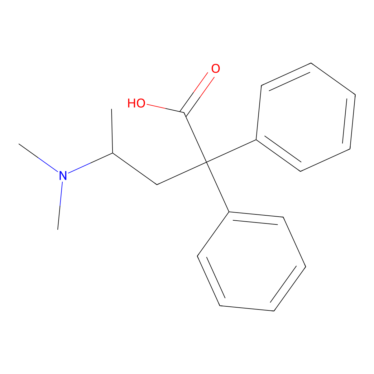 4-(Dimethylamino)-2,2-diphenylpentanoic acid molecular structure, CAS 5348-94-7