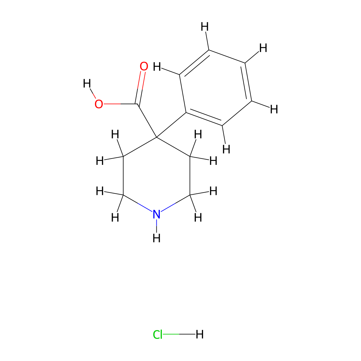 4-Phenylpiperidine-4-carboxylic acid hydrochloride molecular structure, CAS 53484-76-7