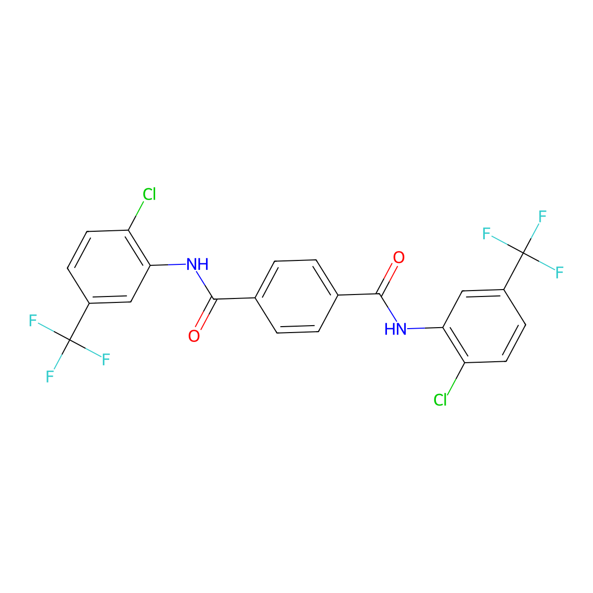 N,N'-bis[2-chloro-5-(trifluoromethyl)phenyl]benzene-1,4-dicarboxamide molecular structure, CAS 5349-06-4