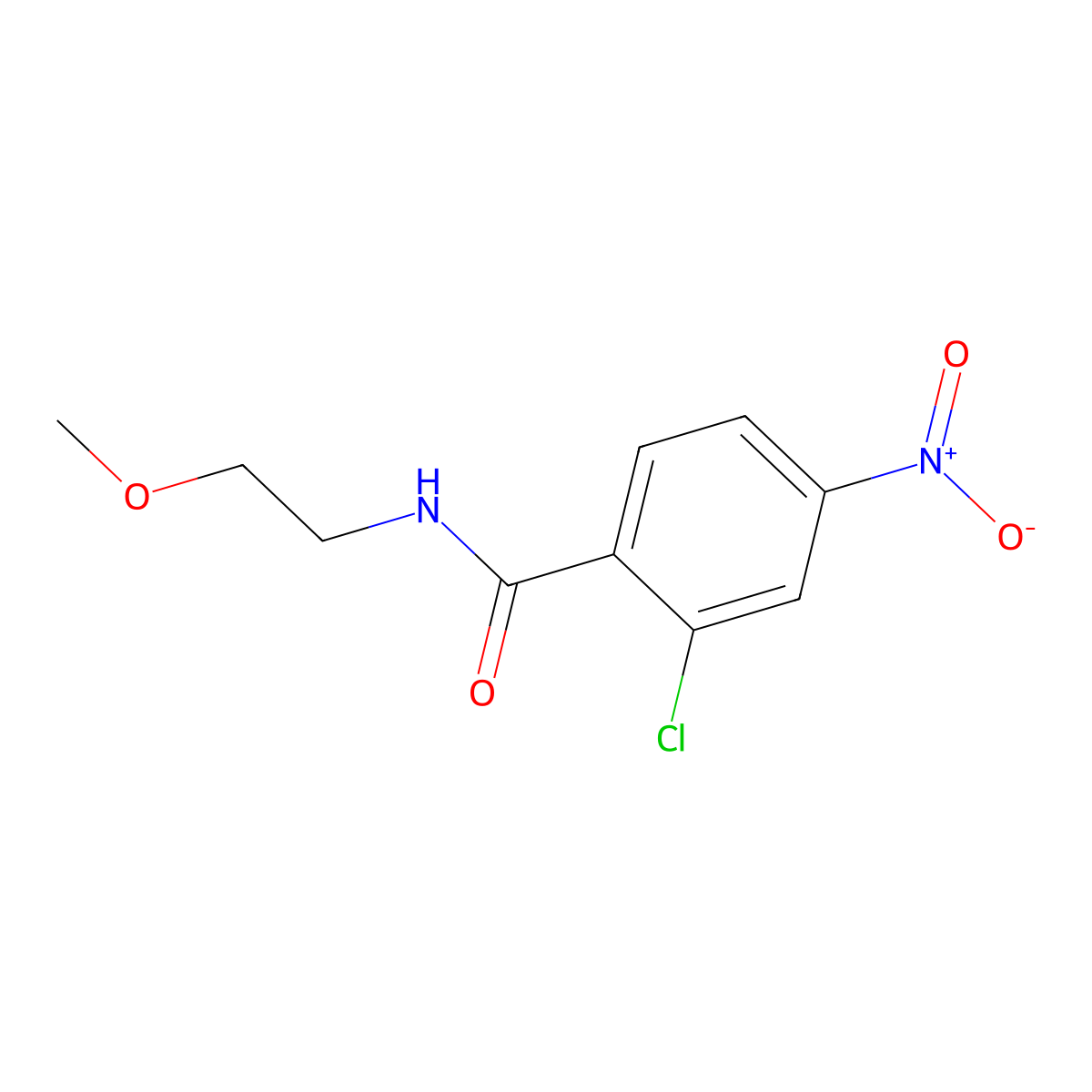 2-chloro-N-(2-methoxyethyl)-4-nitrobenzamide molecular structure, CAS 5349-26-8