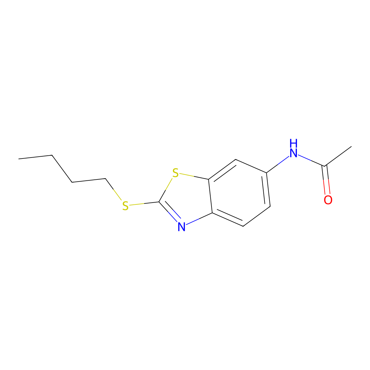 N-[2-(butylsulfanyl)-1,3-benzothiazol-6-yl]acetamide molecular structure, CAS 5349-88-2