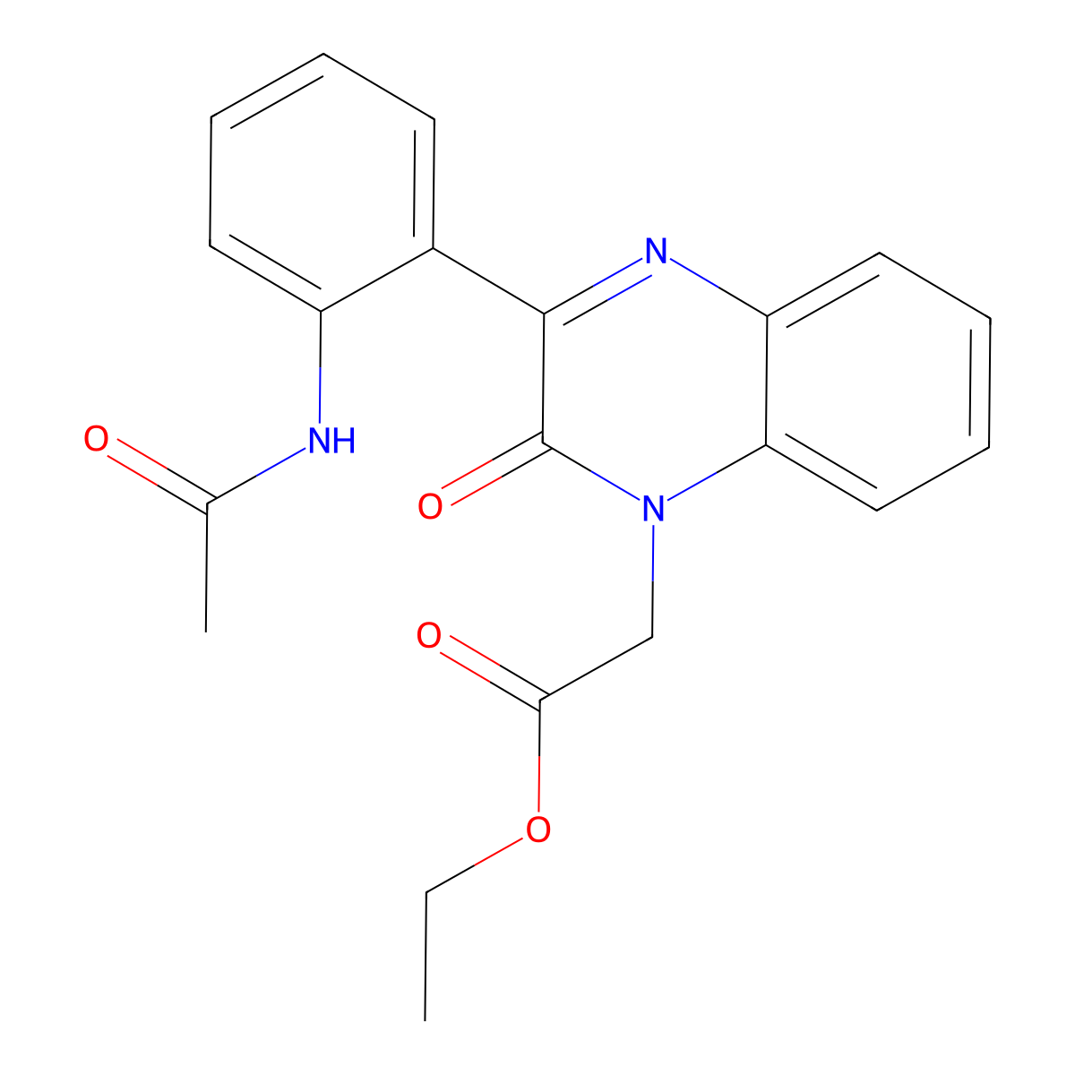 Ethyl (3-(2-(acetylamino)phenyl)-2-oxo-1(2H)-quinoxalinyl)acetate molecular structure, CAS 53493-73-5