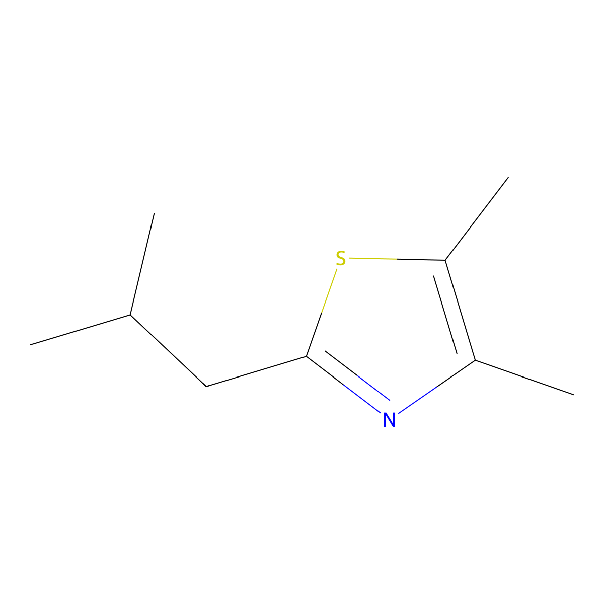 4,5-Dimethyl-2-isobutylthiazole molecular structure, CAS 53498-32-1