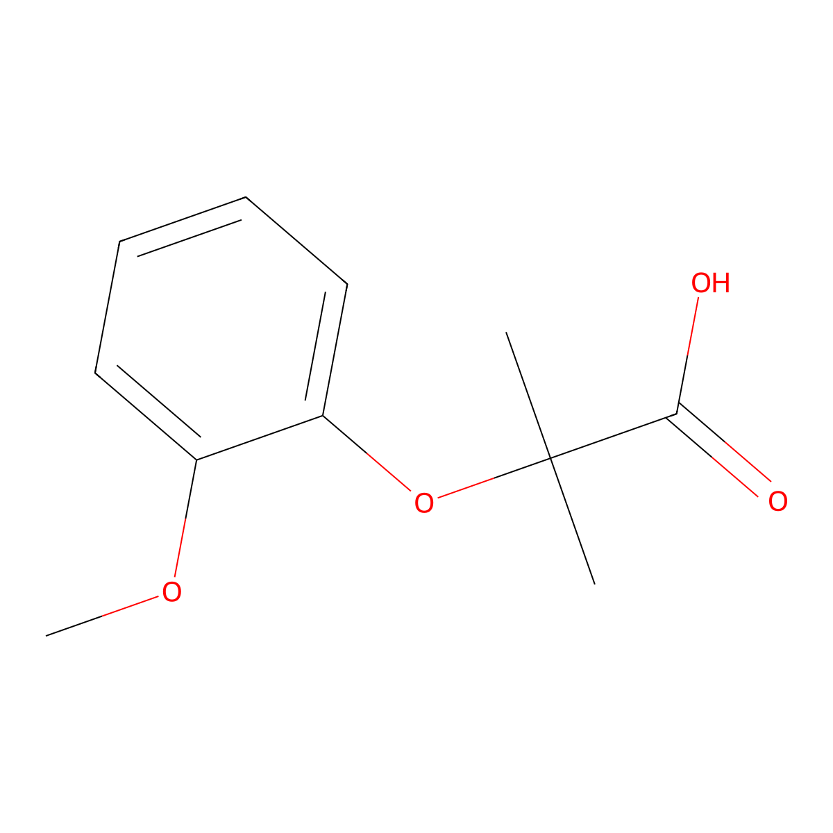 Propionic acid, 2-methyl-2-(o-methoxyphenoxy)- molecular structure, CAS 53498-60-5