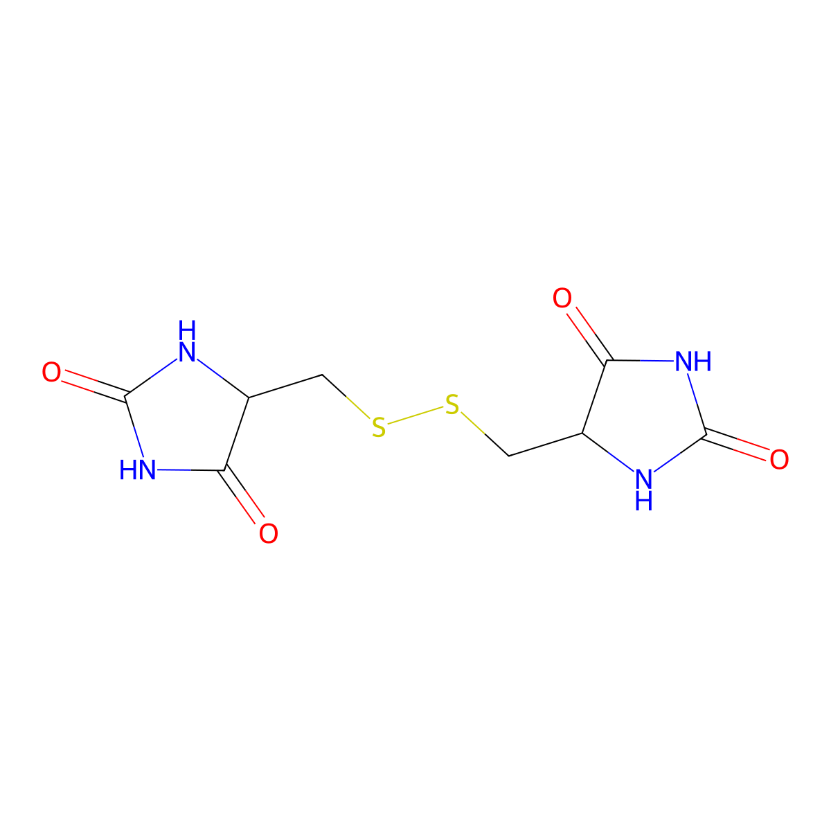 5-({[(2,5-Dioxoimidazolidin-4-yl)methyl]disulfanyl}methyl)imidazolidine-2,4-dione molecular structure, CAS 535-07-9