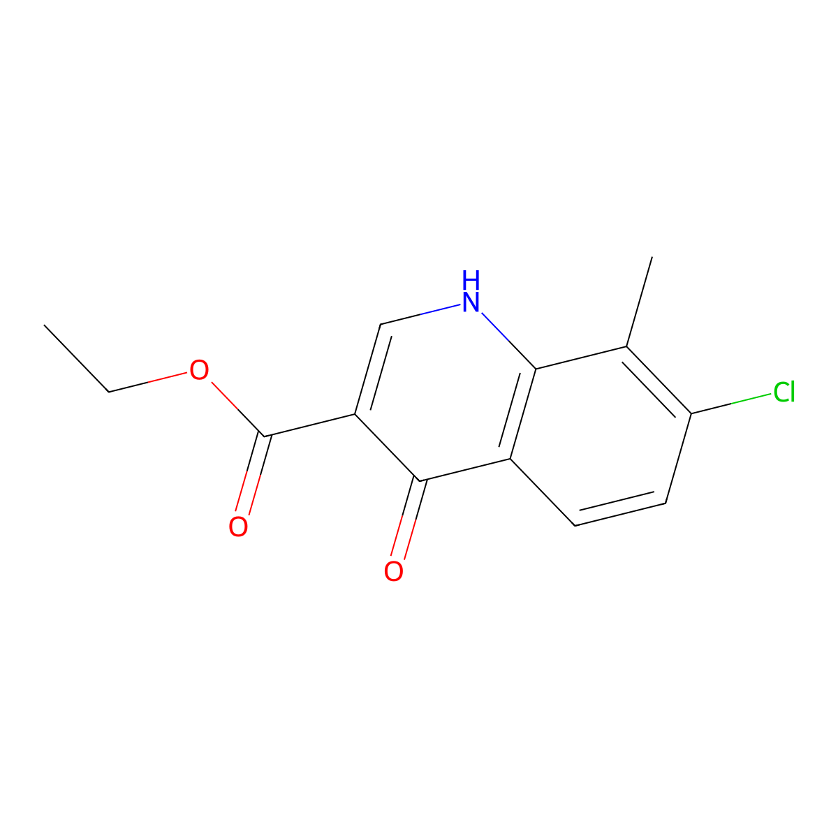 Ethyl 7-chloro-4-hydroxy-8-methylquinoline-3-carboxylate molecular structure, CAS 5350-94-7