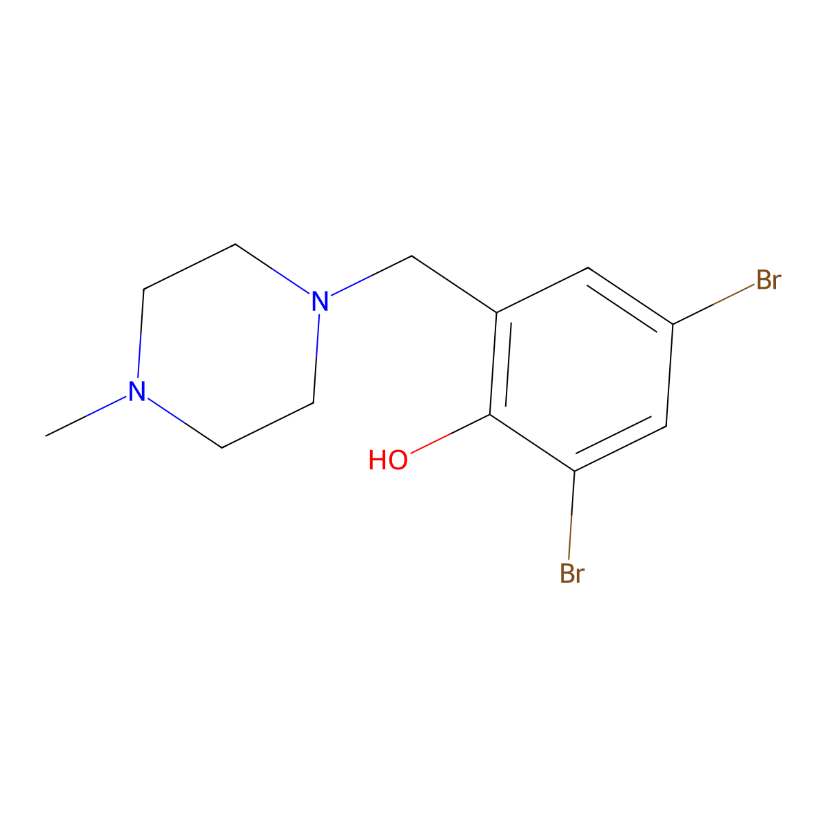 2,4-Dibromo-6-[(4-methylpiperazin-1-yl)methyl]phenol molecular structure, CAS 53500-67-7