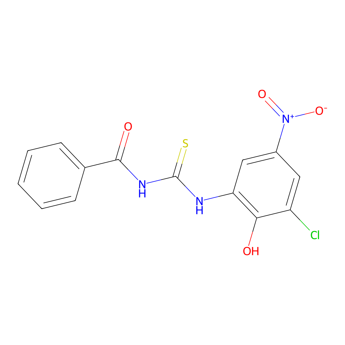 N-[(3-chloro-2-hydroxy-5-nitrophenyl)carbamothioyl]benzamide molecular structure, CAS 53501-41-0