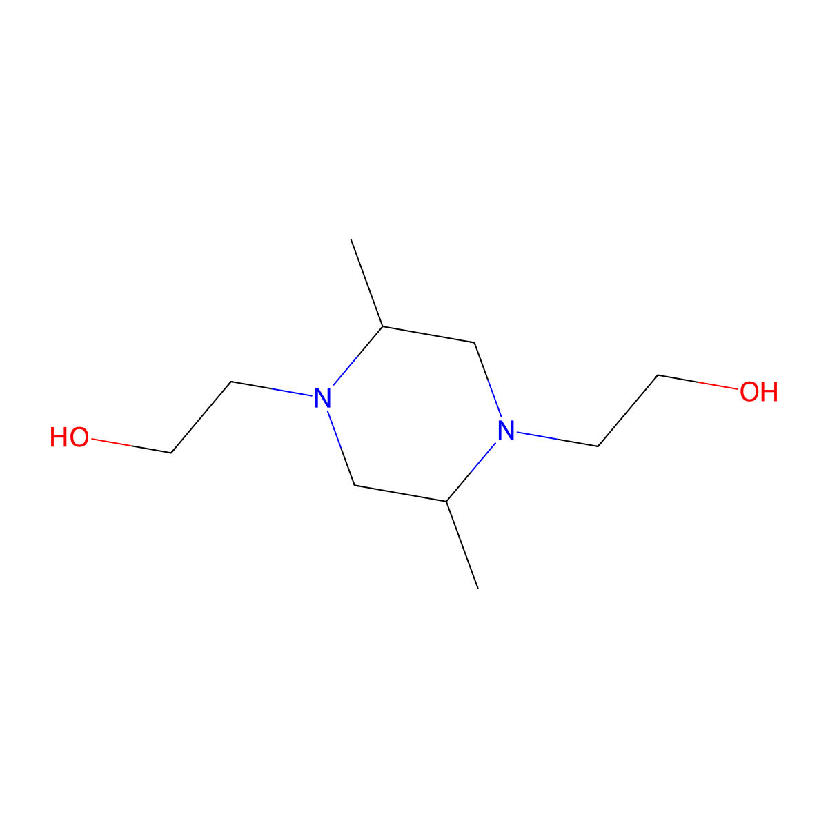 2,5-Dimethylpiperazine-1,4-diethanol molecular structure, CAS 53503-86-9