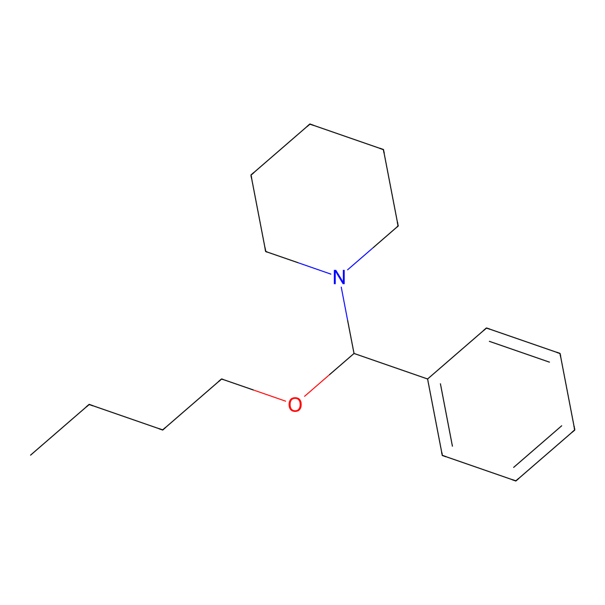1-[Butoxy(phenyl)methyl]piperidine molecular structure, CAS 5351-11-1