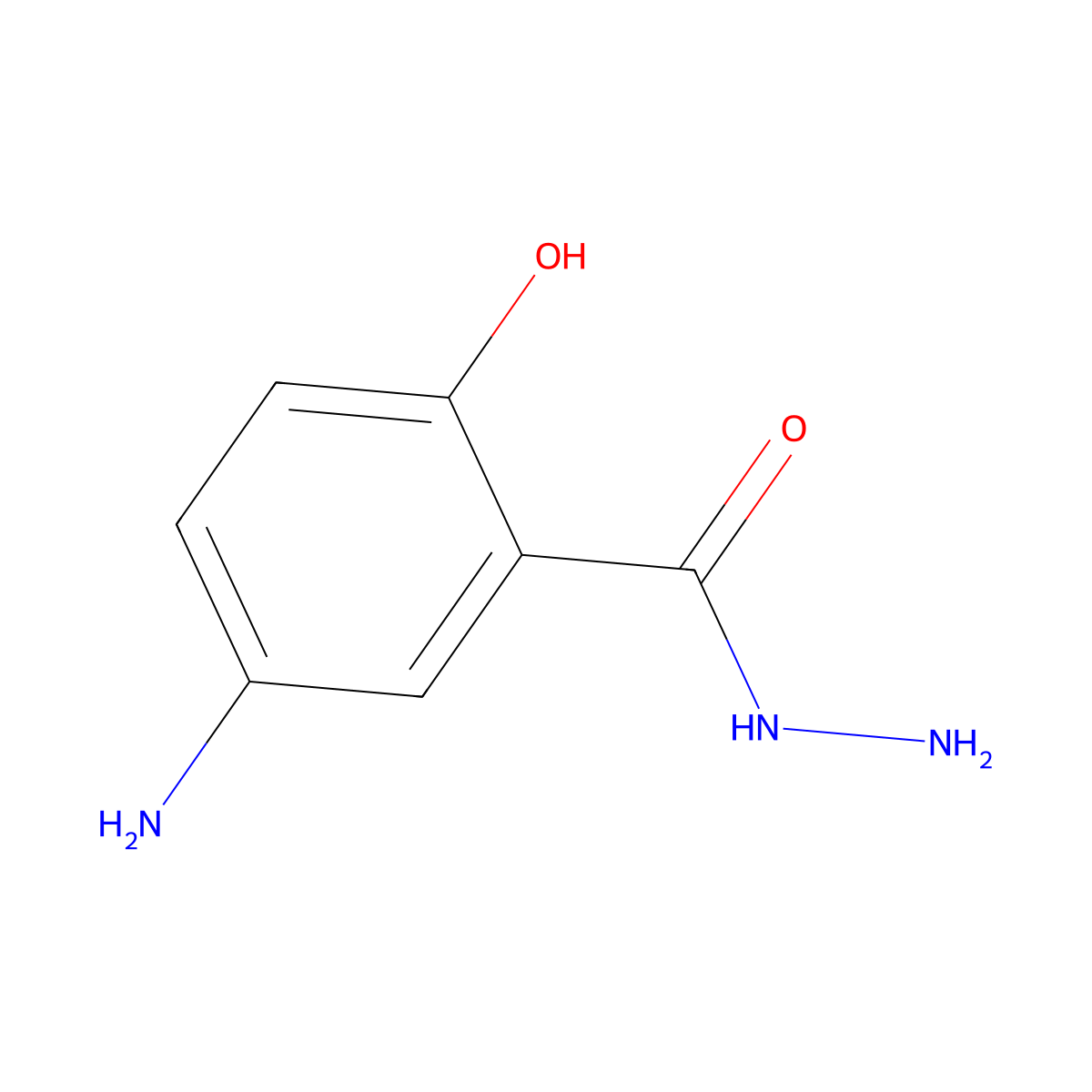 5-Amino-2-hydroxybenzohydrazide molecular structure, CAS 5351-18-8