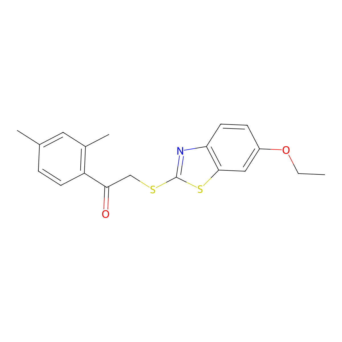 1-(2,4-Dimethylphenyl)-2-[(6-ethoxy-1,3-benzothiazol-2-yl)sulfanyl]ethan-1-one molecular structure, CAS 5351-32-6