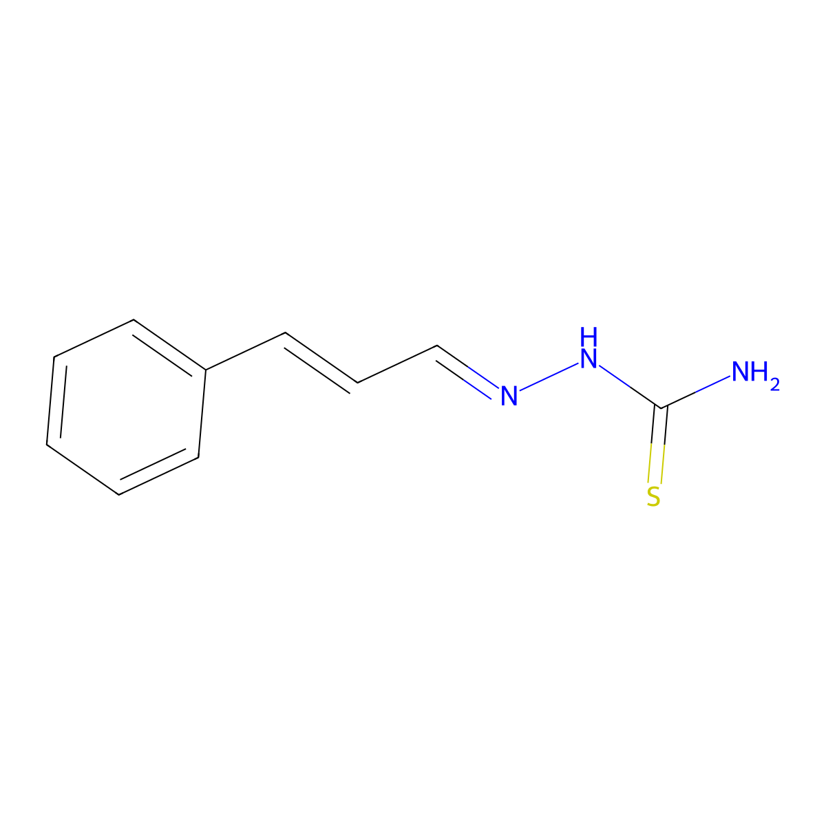 Cinnamaldehyde, thiosemicarbazone molecular structure, CAS 5351-70-2