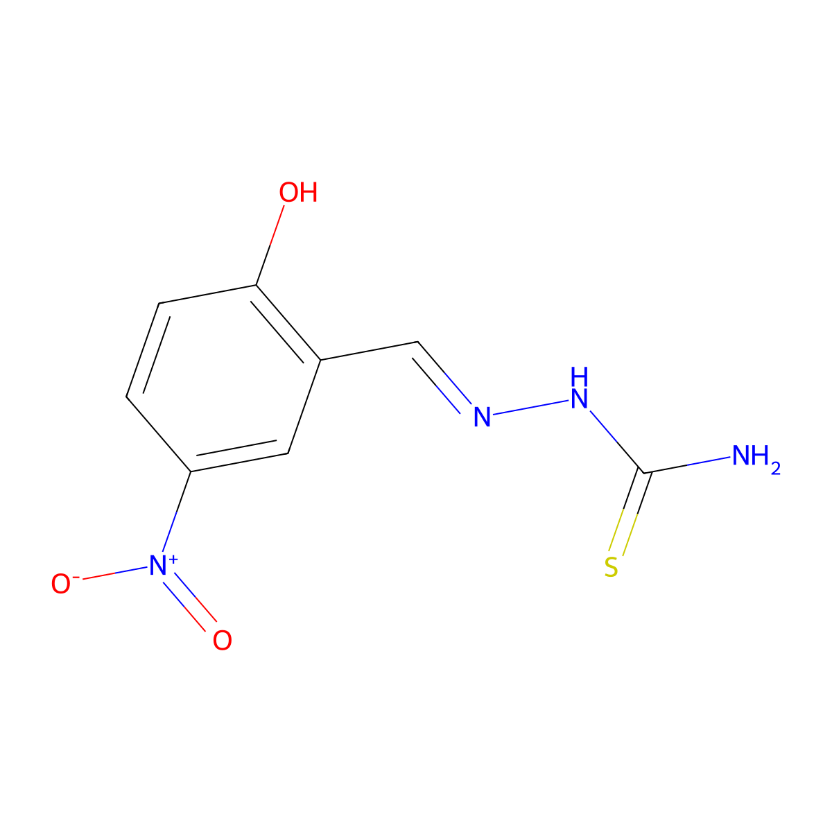 Hydrazinecarbothioamide, 2-[(2-hydroxy-5-nitrophenyl)methylene]- molecular structure, CAS 5351-82-6